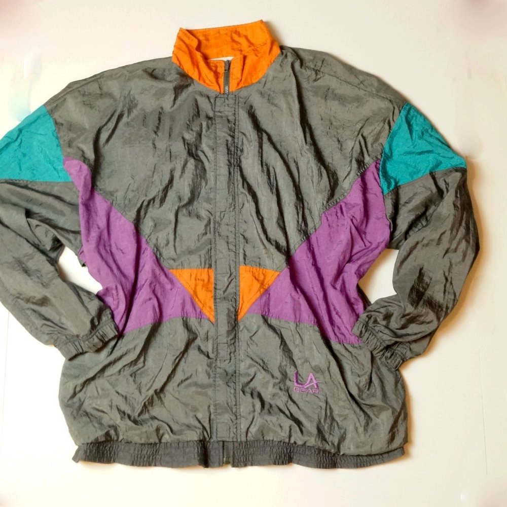 VINTAGE LA GEAR  4X Tall Colorblock Windbreaker